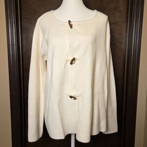 Cream Sweater with Toggle Closures NWT